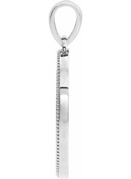 14K White Gold 20.9x13.61 mm Oval Cross Medal