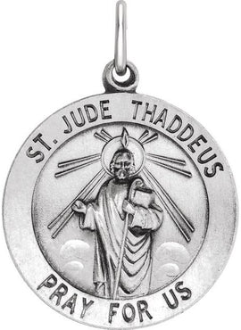 Sterling Silver 15 mm Round St. Jude Thaddeus Medal 18