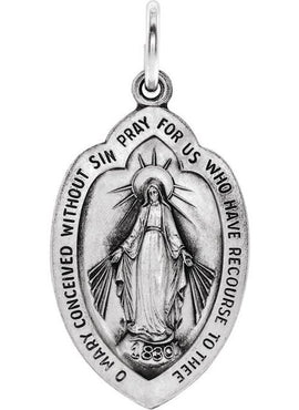 14K Yellow Gold 13x8 mm Oval Miraculous Medal Pendant