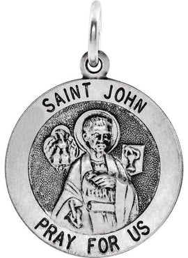 Sterling Silver 18 mm Round St. John the Evangelist Medal