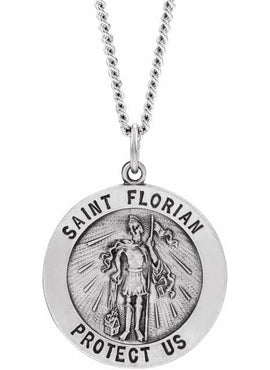 Sterling Silver St. Florian Medal Pendant