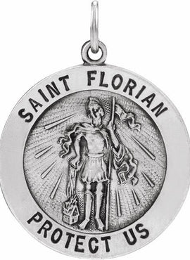 Sterling Silver St. Florian Medal Pendant