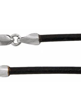14K Yellow Gold 2 mm Black Leather 20