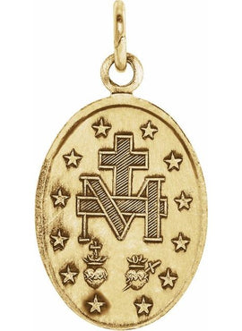 14K Yellow Gold 12x8 mm Oval Miraculous Medal