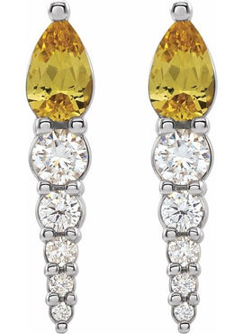 14K White Gold Lab-Grown Alexandrite & 1/4 CTW Natural Diamond Earrings