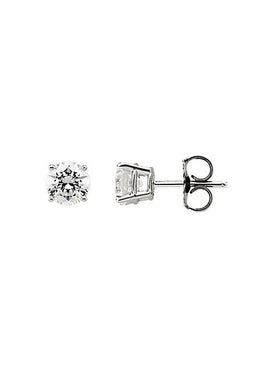 14K Yellow Gold 5 mm Round Imitation White Cubic Zirconia  Stud Earring