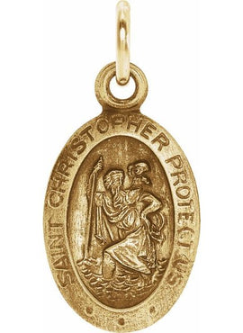 14K Yellow Gold 25x18 mm Oval St. Christopher Medal