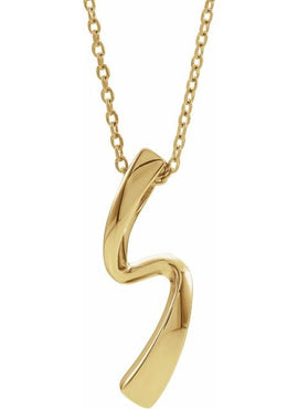 14K White Gold Freeform Pendant