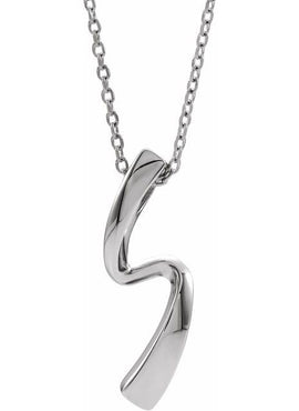 14K White Gold Freeform Pendant