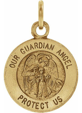 Sterling Silver 11.8 mm Guardian Angel Medal 18