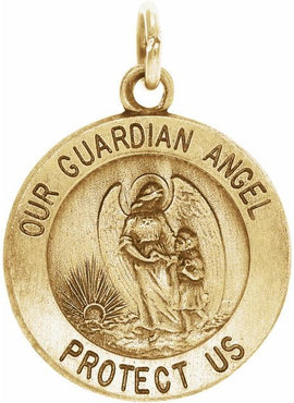 Sterling Silver 11.8 mm Guardian Angel Medal 18