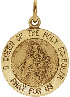 14K Yellow Gold 22 mm Round Scapular Medal