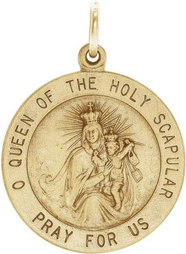 14K Yellow Gold 22 mm Round Scapular Medal