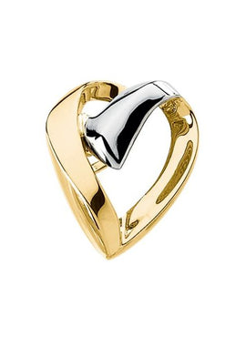 14K Yellow/White Gold Heart Slide Pendant