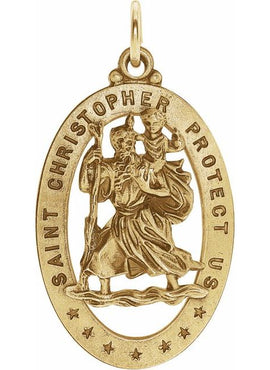 Sterling Silver 29x20 mm Oval St. Christopher Medal