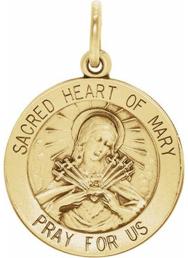 Sterling Silver 18 mm Sacred Heart of Mary Medal