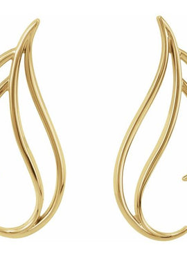 14K White Gold Freeform Earrings