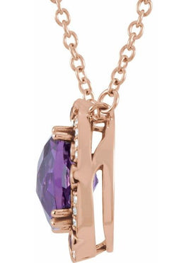 14K Yellow Gold Natural Amethyst & 1/6 CTW Natural Diamond 16