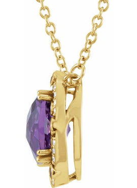 14K Yellow Gold Natural Amethyst & 1/6 CTW Natural Diamond 16