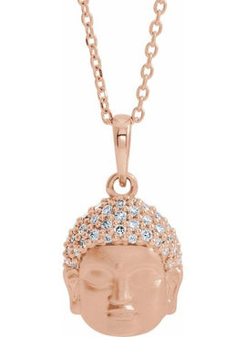 14K White Gold 1/8 CTW Natural Diamond Buddha Pendant