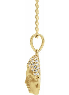 14K White Gold 1/8 CTW Natural Diamond Buddha Pendant