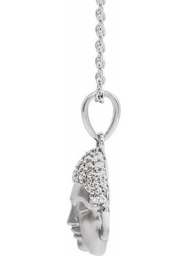 14K White Gold 1/8 CTW Natural Diamond Buddha Pendant
