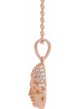 14K White Gold 1/8 CTW Natural Diamond Buddha Pendant