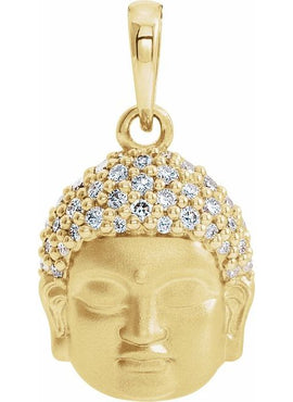 14K White Gold 1/8 CTW Natural Diamond Buddha Pendant