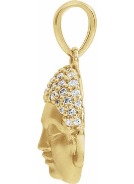 14K White Gold 1/8 CTW Natural Diamond Buddha Pendant