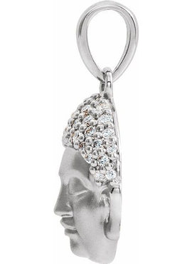 14K White Gold 1/8 CTW Natural Diamond Buddha Pendant