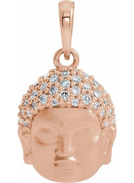 14K White Gold 1/8 CTW Natural Diamond Buddha Pendant