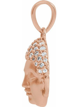 14K White Gold 1/8 CTW Natural Diamond Buddha Pendant