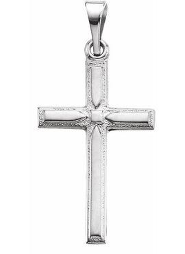 14K White Gold 19x12.5 mm Cross Pendant