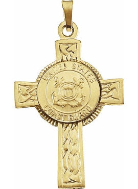 14K Yellow Gold U.S. Coast Guard Cross Pendant