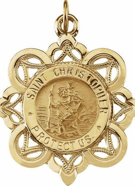 14K Yellow Gold St. Christopher Medal 18