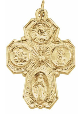 14K Yellow Gold Four-Way Cross Medal
