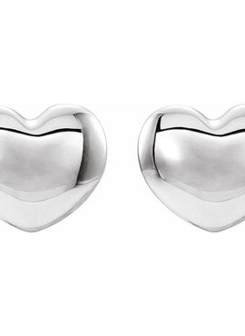 Platinum Youth Puffed Heart Earrings