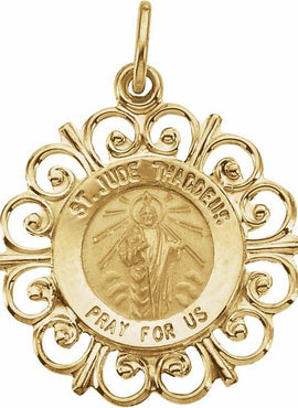 14K Yellow Gold 18 mm St. Jude Medal