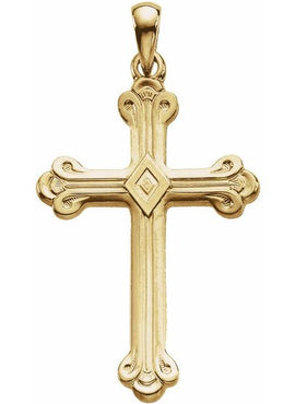 14K Yellow Gold 32x22 mm Cross Pendant