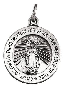 Sterling Silver 12 mm Miraculous Medal 18