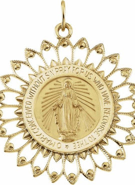 14K Yellow Gold 30 mm Round Miraculous Medal