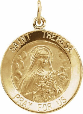 Sterling Silver 15 mm Round St. Theresa 18
