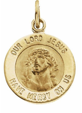14K Yellow Gold 15 mm Round Our Lord Jesus Medal