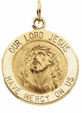 14K Yellow Gold 15 mm Round Our Lord Jesus Medal