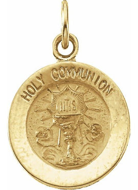 Sterling Silver 12 mm Round Holy Communion Medal with 18