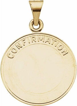 14K Yellow Gold 18 mm Confirmation Medal