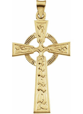 14K Yellow Gold Celtic-Inspired Cross Pendant