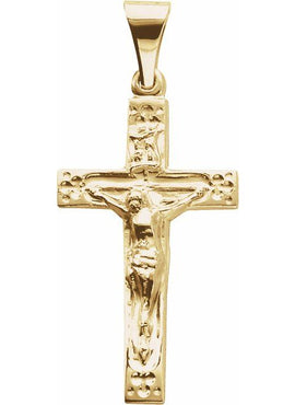 14K Yellow Gold 23.5x14 mm Crucifix Pendant