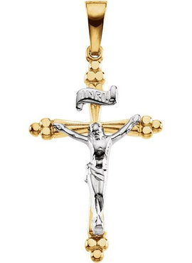 14K Yellow/White Gold 24.2x16.2 mm Crucifix Pendant