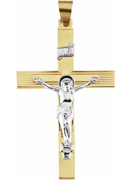 14K White Gold 17.5x11 mm Crucifix Pendant